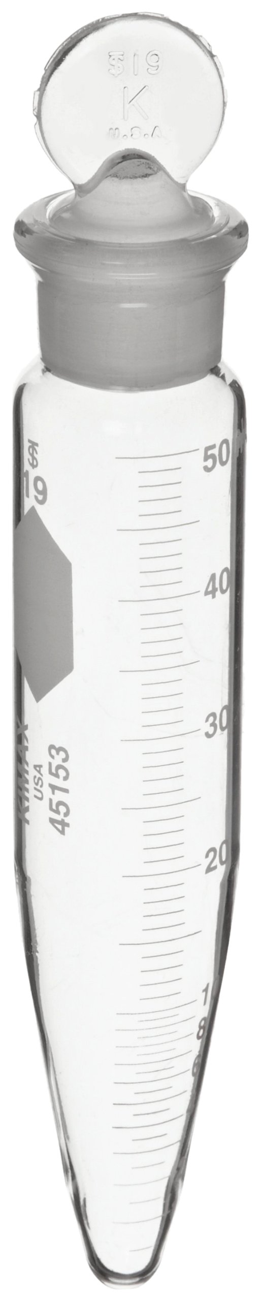 Kimax 45153-15 15mL Glass Conical Bottom Centrifuge Tube with Ground Glass Stopper - Pack of 6 | Ideal for Lab Experiments, Sample Storage & Scientific Research