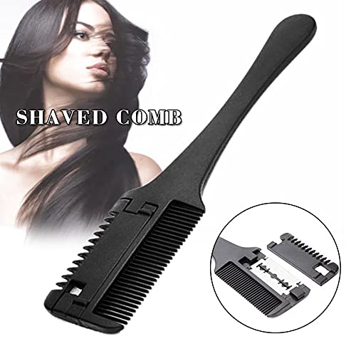 Professional Hair Cutting Scissors & Thinning Comb Kit with Double Edge Razor - 2pcs Razor Comb + 10pcs Blades for Barber Styling & DIY Haircuts at Home