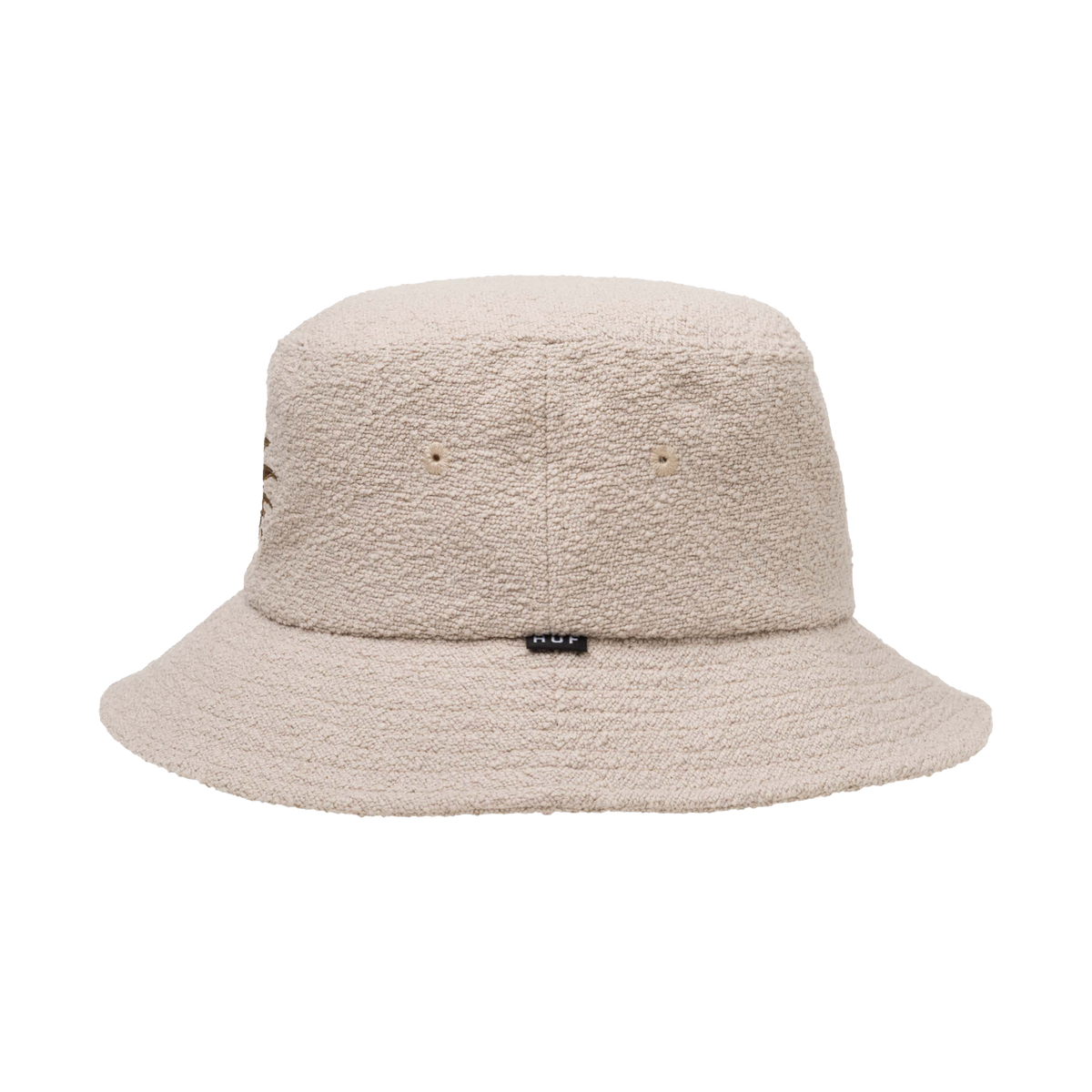 HUF Fire Bucket Hat in Oatmeal - Stylish & Comfortable Unisex Sun Hat for Outdoor Activities, Beach, and Summer Fashion