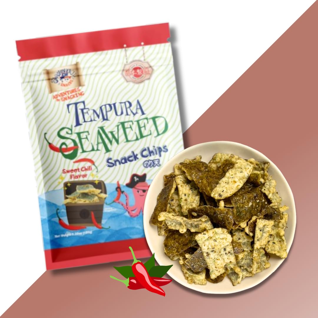 Crispy Tempura Seaweed Snacks - Sweet Chili Flavor 5.29oz (150g) | Japanese Otsumami Snacks | Gluten-Free Healthy Chips for Parties, Movie Nights & Asian Cuisine Pairing