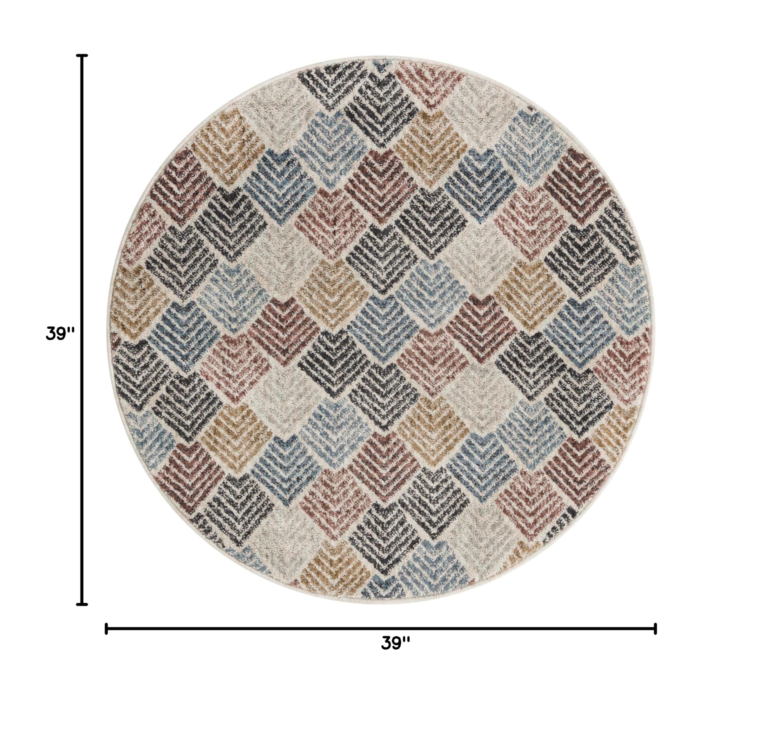 Unique Loom Eco Trellis Collection Round Area Rug - 3'3