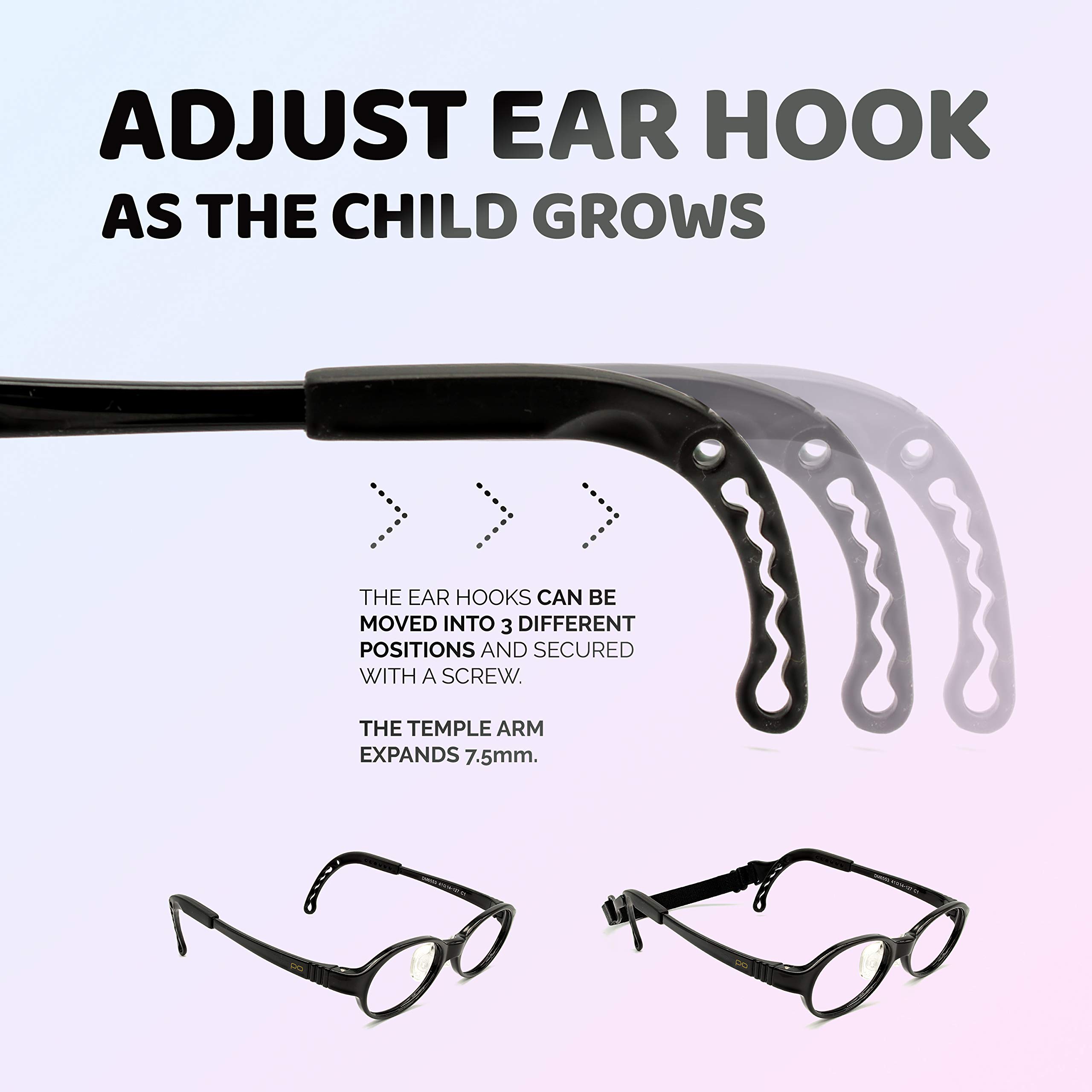 Adjustable Kids Glasses for Boys & Girls - Prescription Eyeglasses for Children with Flexible Temples - Perfect for School, Reading & Outdoor Activities - Model 2001