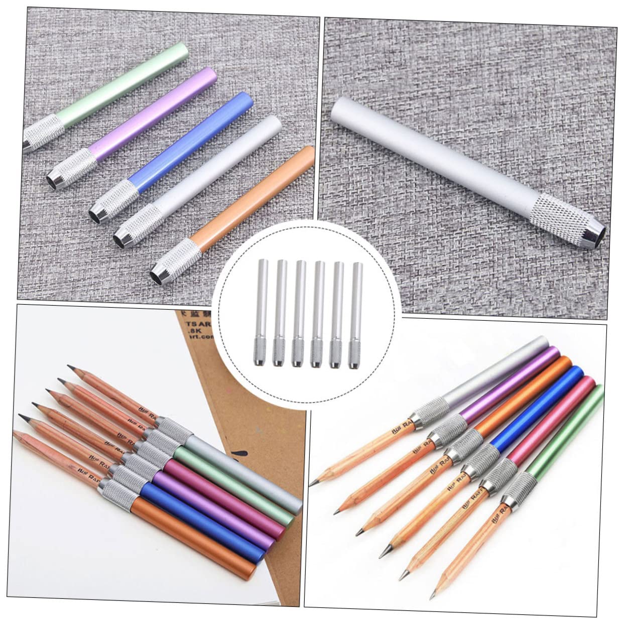 HOODANCOS 6 Pack Pencil Grip Extenders - Durable Pencil Lengtheners for Writing & Drawing - Perfect for School, Office & Art Supplies Organization (Great for Kids, Students & Professionals)