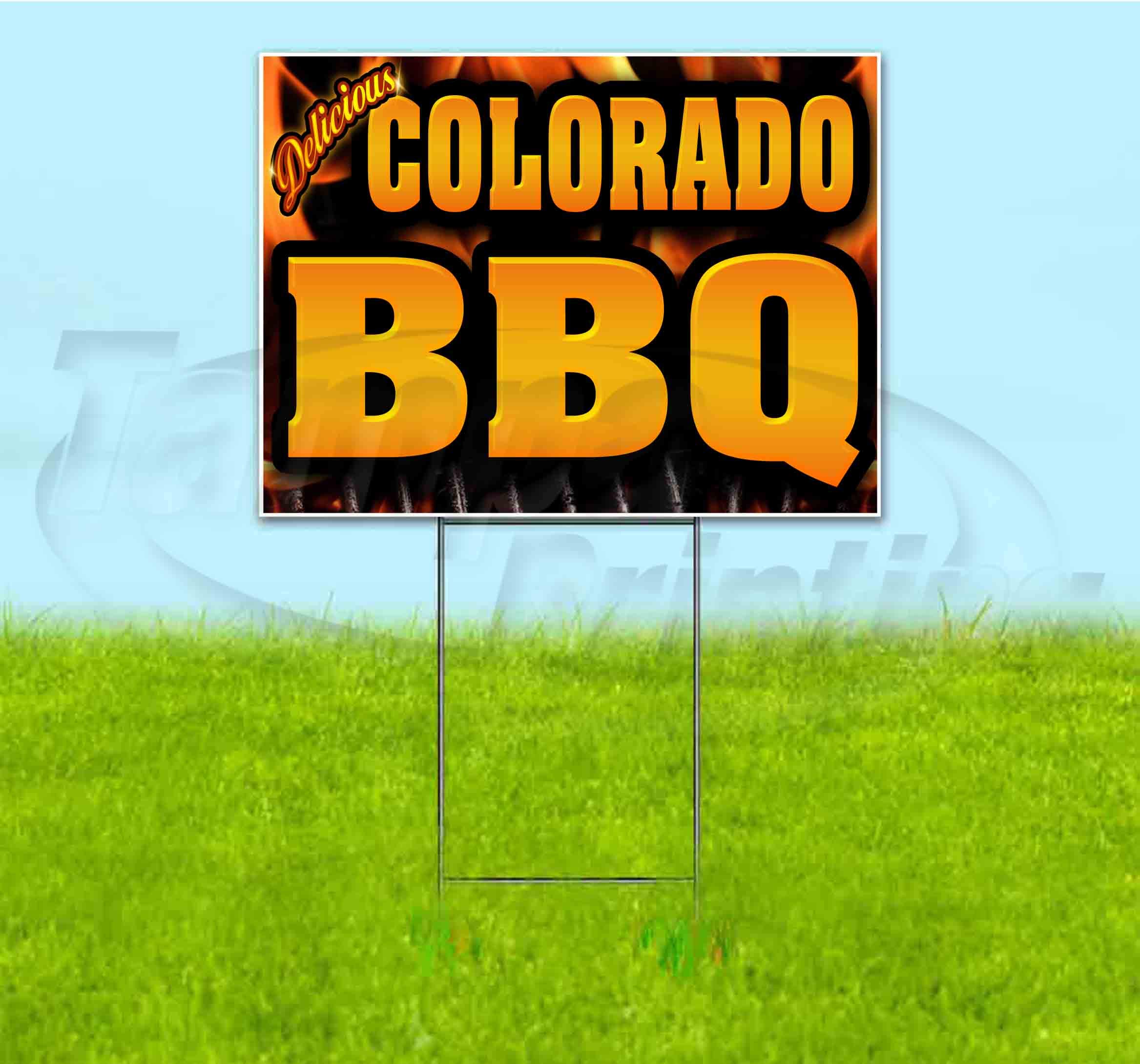 Colorado BBQ Yard Sign 18x24 Inches - Durable Metal Step Stake Included | Bulk Discounts & Multi-Packs Available | Perfect for Backyard Parties, Tailgating & Outdoor Events