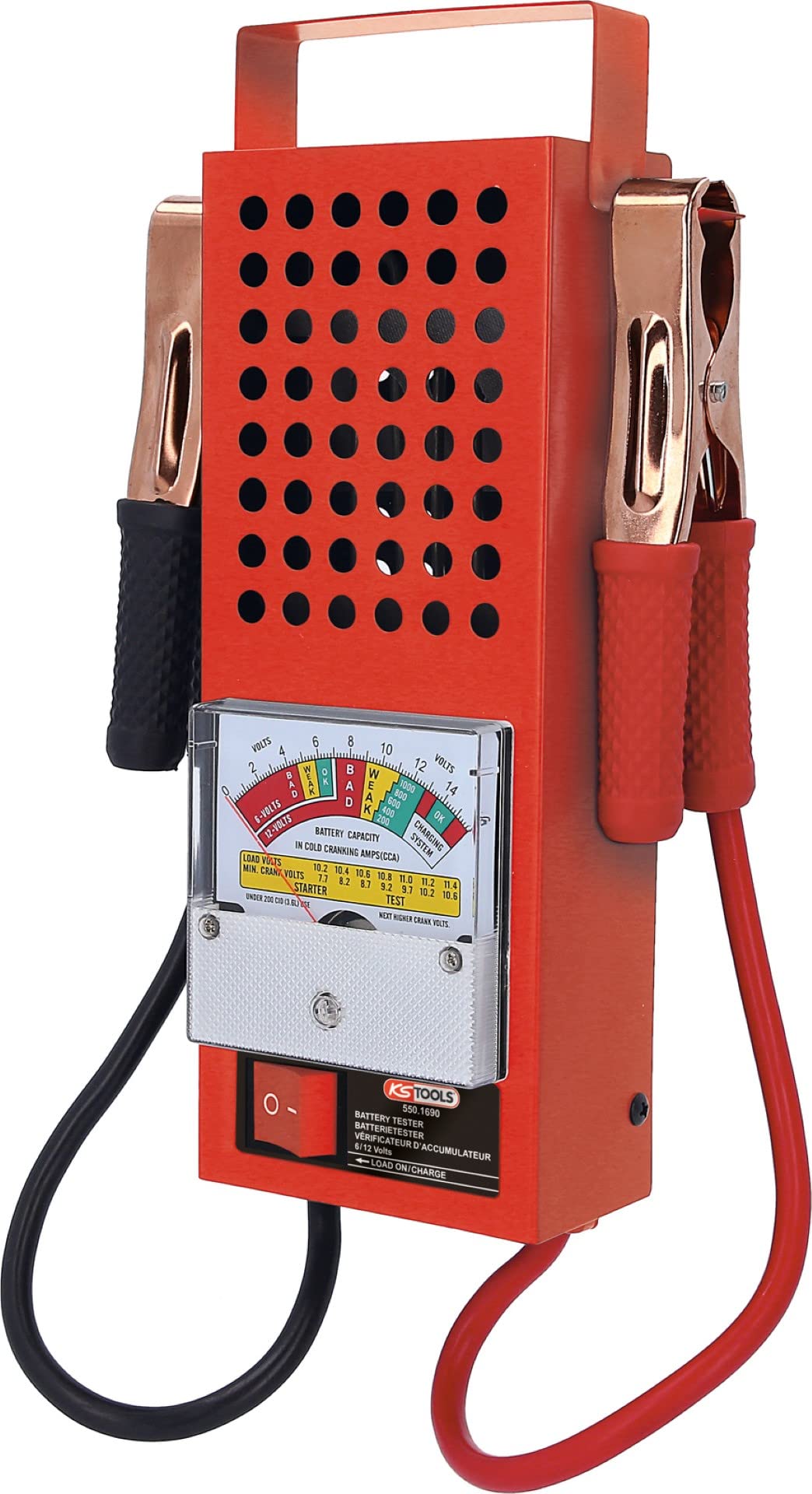 KS TOOLS 550.1690 6V & 12V Battery Tester - Universal Size with Clear Display for Car, Motorcycle, Boat & RV Battery Testing