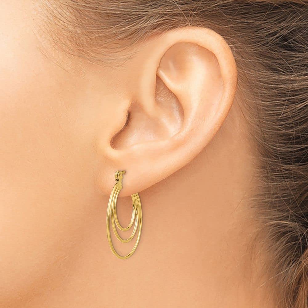 14K Solid Yellow Gold Hoop Earrings for Women - 25mm x 27mm Circle Dangle Earrings | Perfect for Everyday Wear, Parties & Special Occasions
