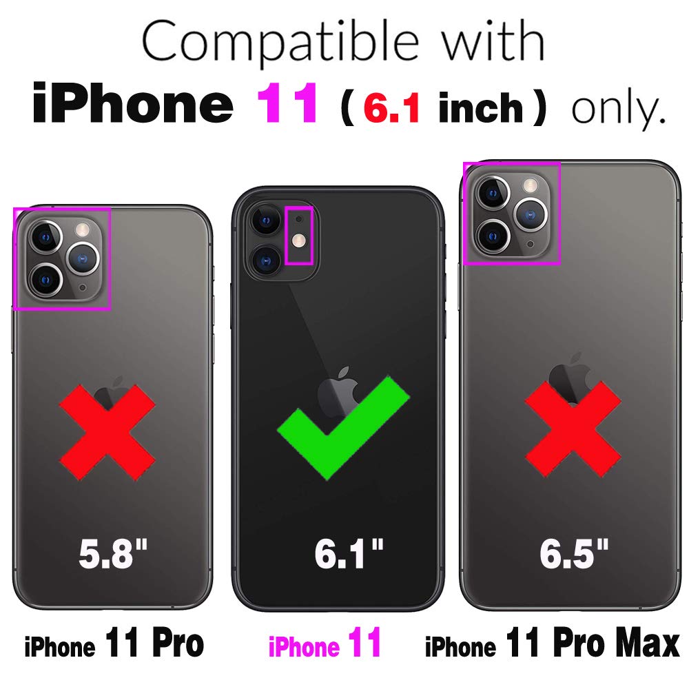Premium iPhone 11 Case with Tempered Glass Screen Protector & Ring Holder Stand - Shockproof Silicone TPU Cover for iPhone 11 (6.1