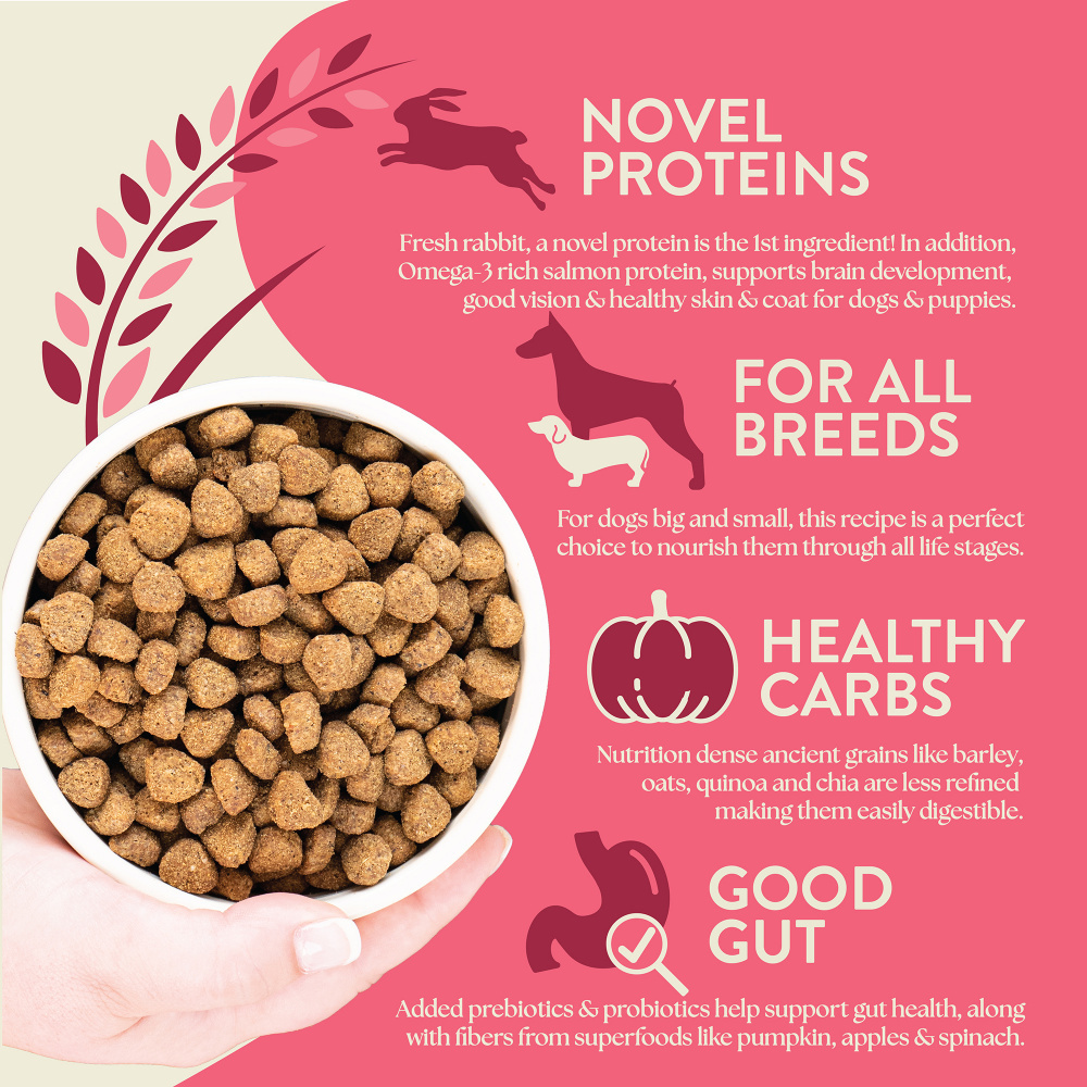 Earthborn Holistic Unrefined Roasted Rabbit with Ancient Grains & Superfoods Dry Dog Food - Premium Grain-Free Nutrition for Small & Large Dogs - Perfect for Sensitive Stomachs & Allergies - Ideal for Daily Meals & Training Treats