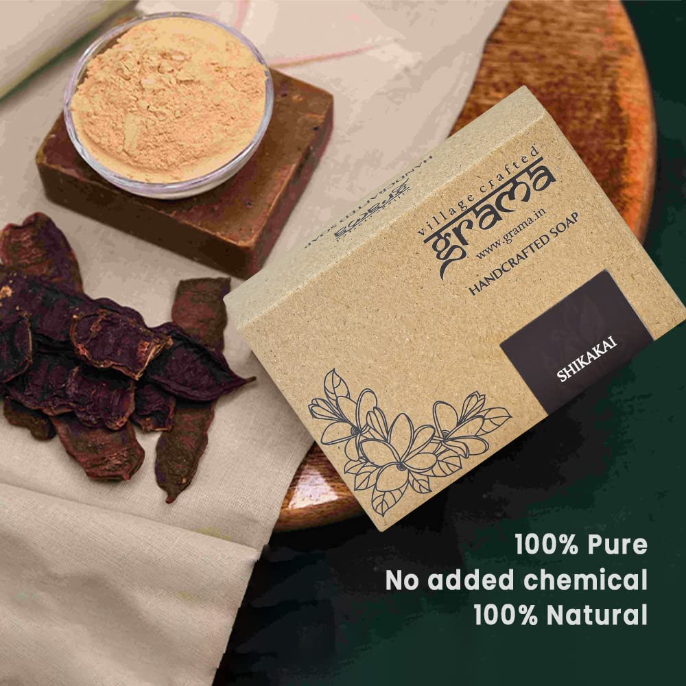 Grama Handcrafted Shikakai Soap (Pack of 2) - Natural Ayurvedic Hair Care for Shine & Growth - Perfect for Daily Use & Travel