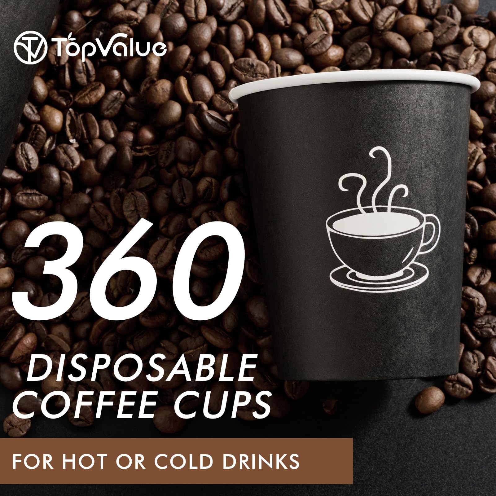 8 oz 360 Pack Disposable Paper Coffee Cups - Eco-Friendly Hot Beverage Drinking Cups for Coffee, Tea, Water - Ideal for Cafes, Offices, Events & Home Use