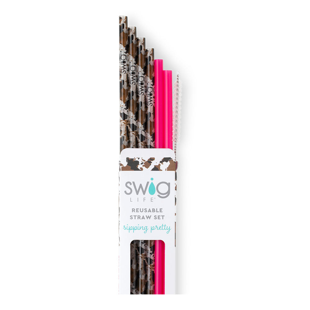 Eco-Friendly Hot Pink Reusable Straw Set - BPA-Free, Dishwasher Safe Metal Drinking Straws for Smoothies, Cocktails & Iced Coffee - Perfect for Parties, Travel & Home Use
