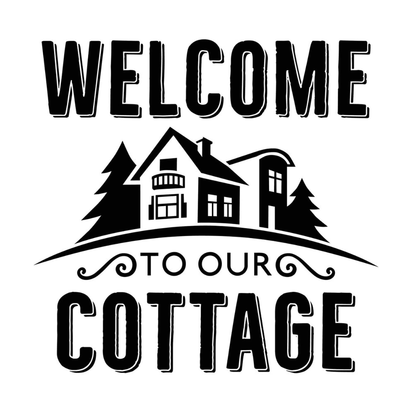 Vinyl Wall Quotes Stickers - Welcome to Our Cottage Motivational Wall Art Decals for Doors, Bedroom, Party & Mirrors | Home Decor, Nursery, Office & Living Room Wall Decoration