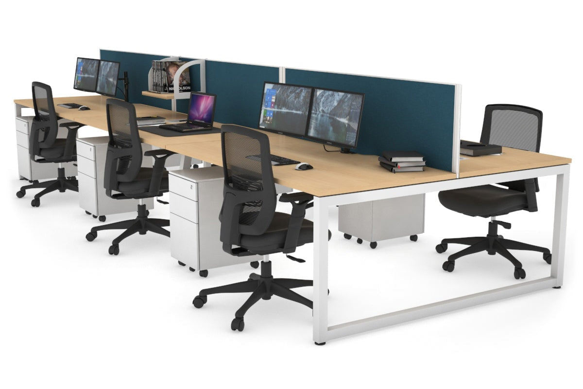 Quadro Loop Legs 6-Person Office Workstation - 1400L x 800W with Cable Management - Perfect for Open Office Layouts & Collaborative Workspaces