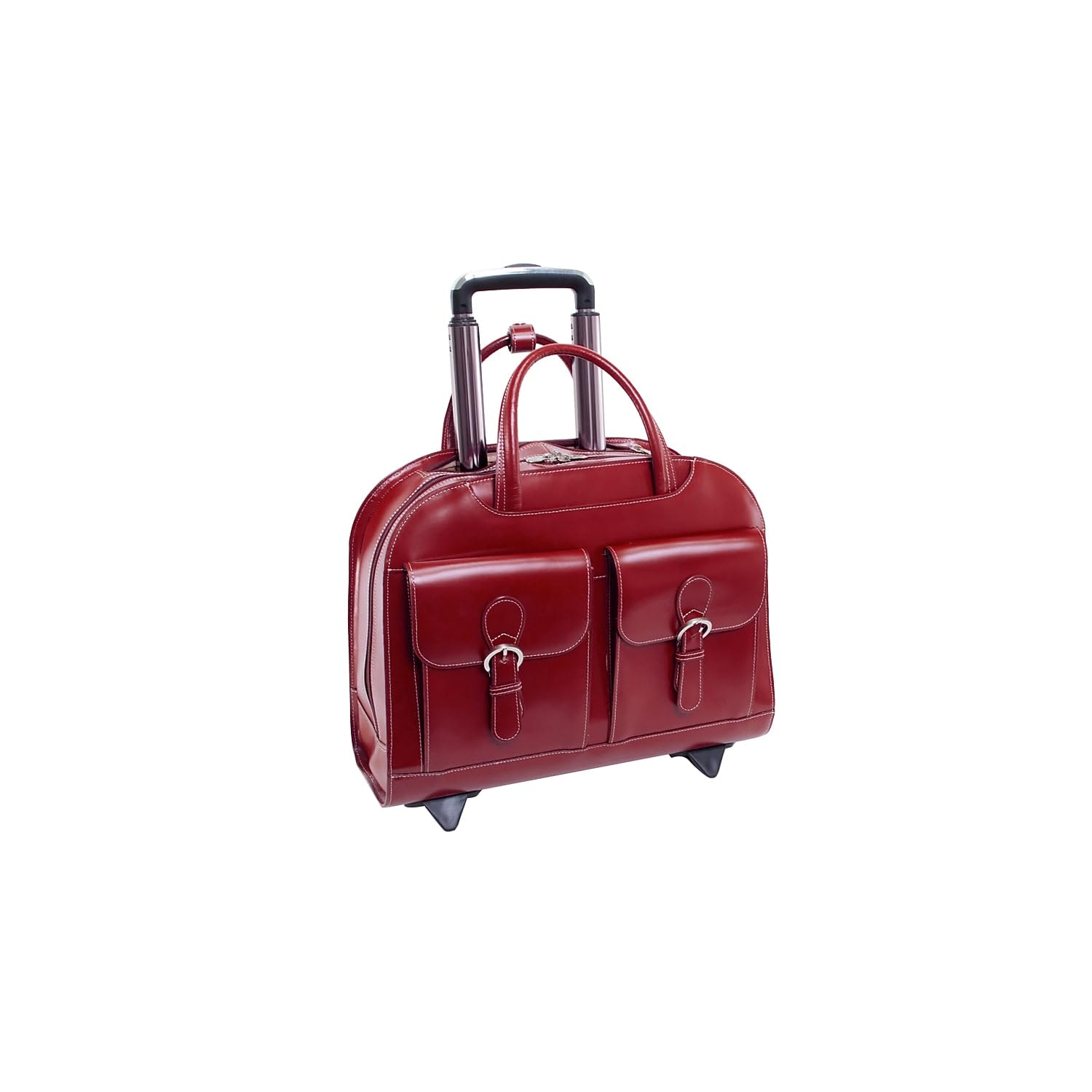 Davis Leather 15.4 Inch Wheeled Laptop Bag for Women - Stylish & Durable Business Travel Laptop Case with Wheels for Commuting, Office & Airplane Use