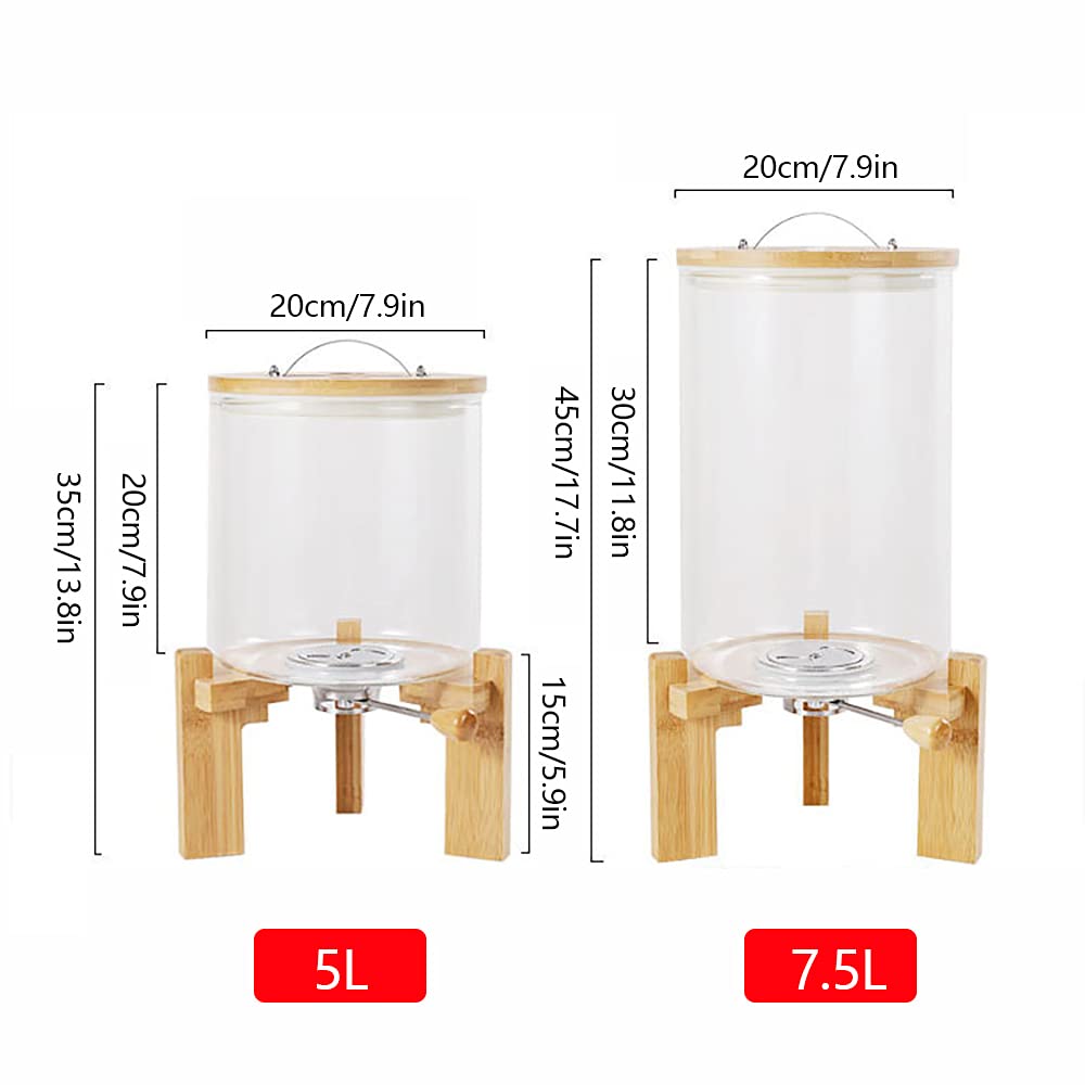 LoyalHeartdy 7.5L Glass Flour and Cereal Storage Container with Airtight Lid & Wooden Stand - Kitchen Pantry Organization for Rice, Pasta, Sugar, Coffee | Perfect for Baking, Cooking & Food Preservation