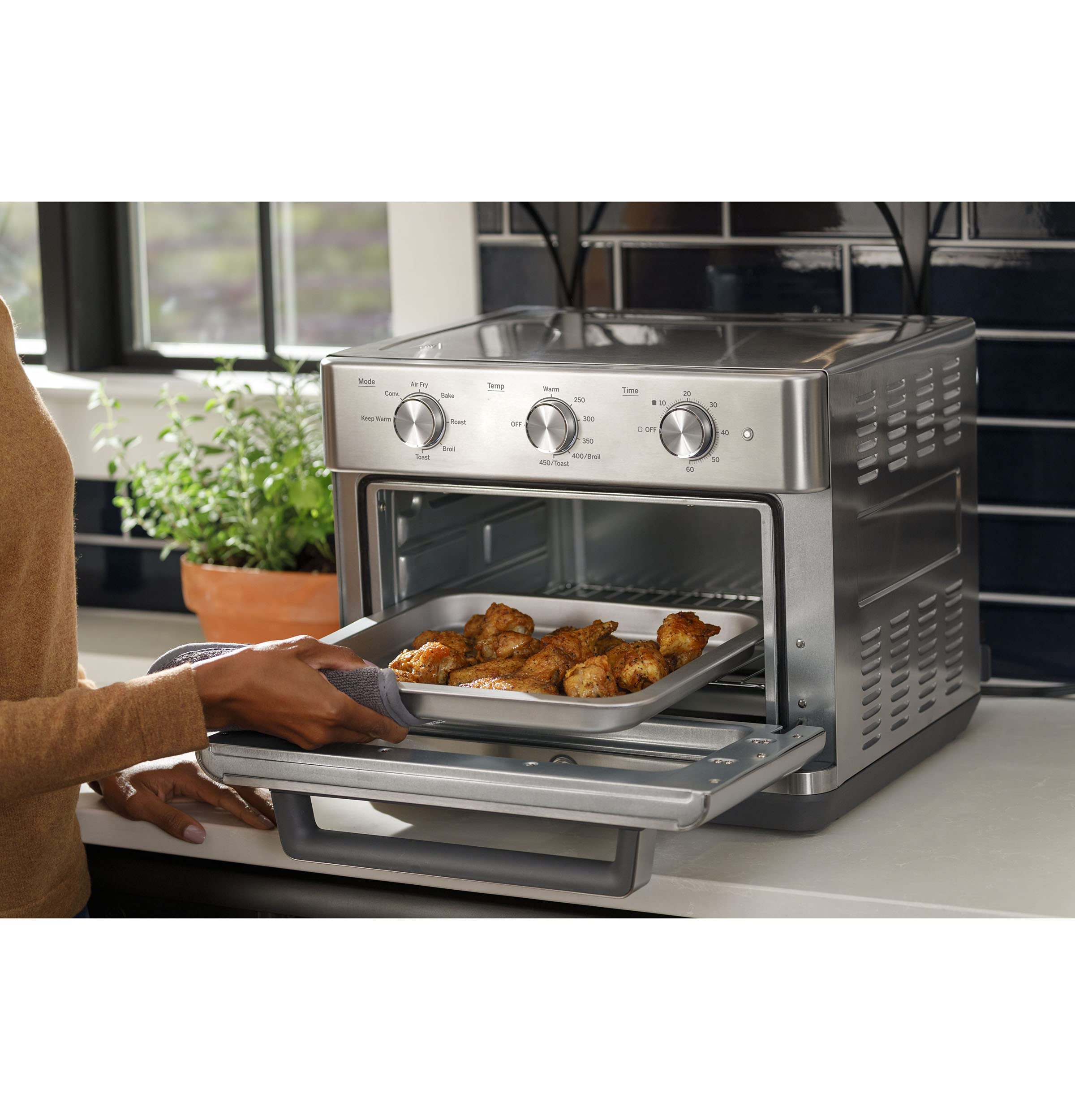 GE 7-in-1 Mechanical Air Fryer Toaster Oven with Accessories | Large Countertop Convection Oven for 12