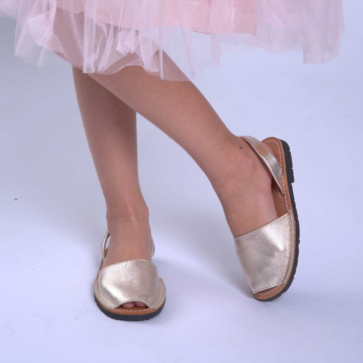 Metallic Leather Menorcan Sandals for Kids - Iker 1097 Comfortable Children's Sandals | Perfect for Beach, Summer Outfits & Casual Wear