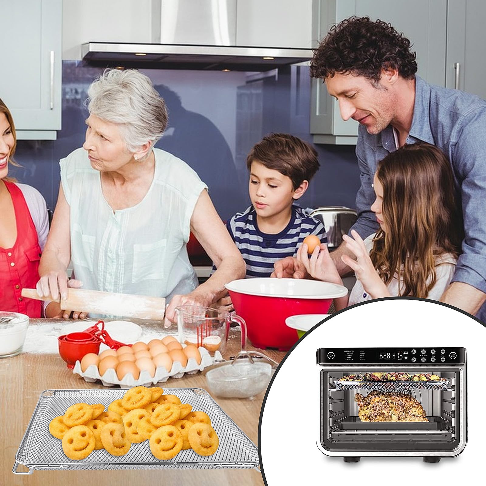 Stainless Steel Replacement Air Fryer Basket for Ninja Foodi DT251 DT201 Series - Compatible with Ninja Foodi 10-in-1 Smart XL Air Fry Oven - Perfect for Healthy Cooking, Crispy Snacks & Family Meals