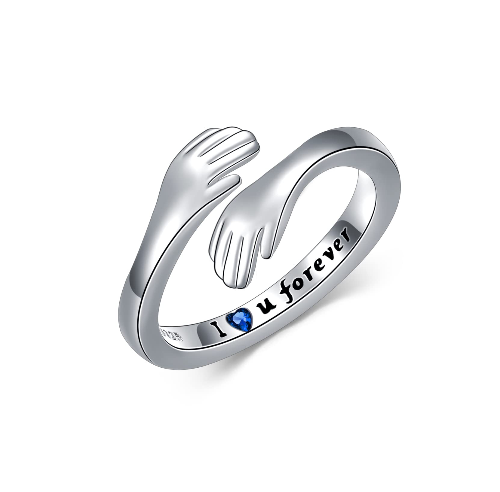 925 Sterling Silver Hug Ring - Adjustable I Love You Forever Faith Ring for Women | Inspirational Gift for Mother's Day, Birthday, Anniversary & Christmas | Perfect for Everyday Wear & Special Occasions