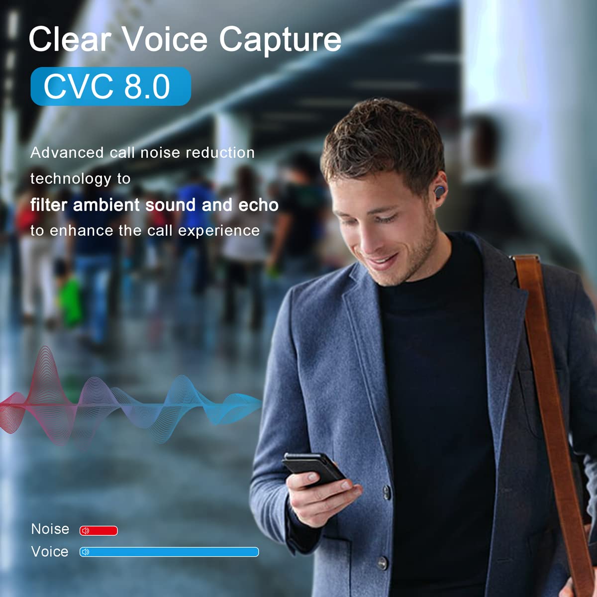 Wireless Bluetooth 5.0 Earbuds with Noise Cancellation, IPX7 Waterproof, 30H Playtime - Perfect for Gym, Running, Travel & Work Calls