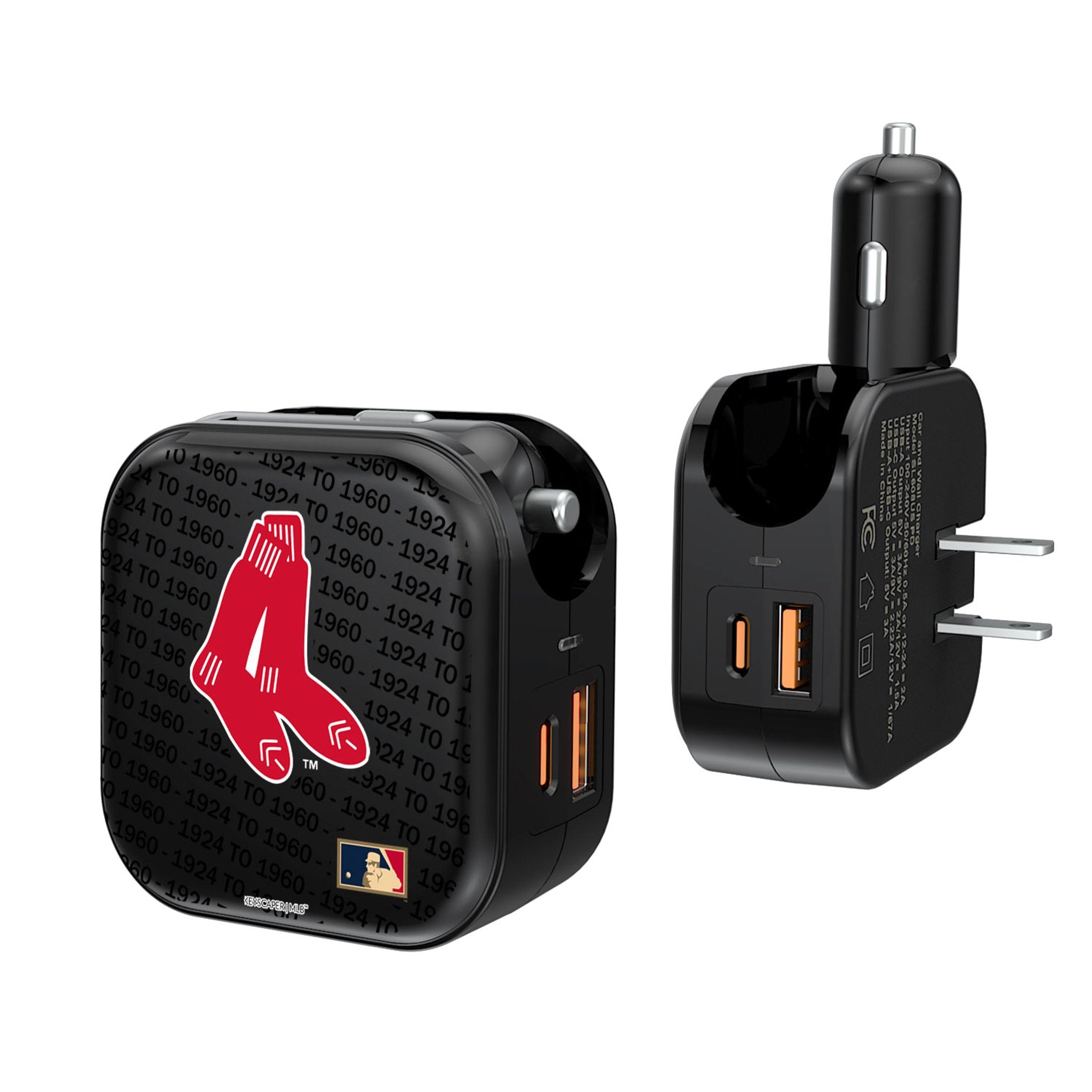 Boston Red Sox 1924-1960 Cooperstown Collection 2-in-1 USB A/C Fast Charger - Perfect for Baseball Fans & Office Use