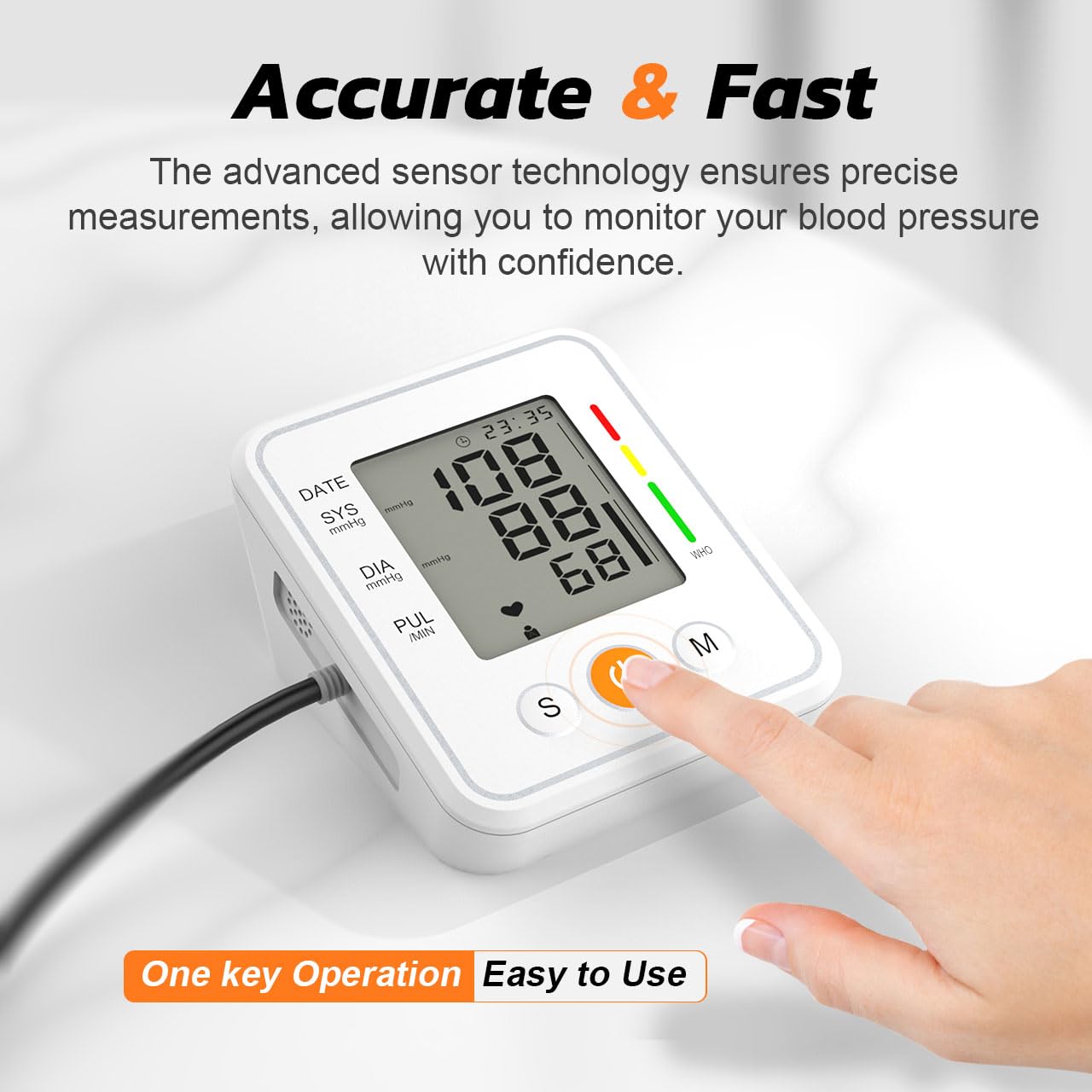 Automatic Blood Pressure Monitor for Home Use - Digital BP Machine with LCD Display & Voice Broadcast - Upper Arm Cuff for Adults (White) - Perfect for Daily Health Tracking & Doctor's Visits