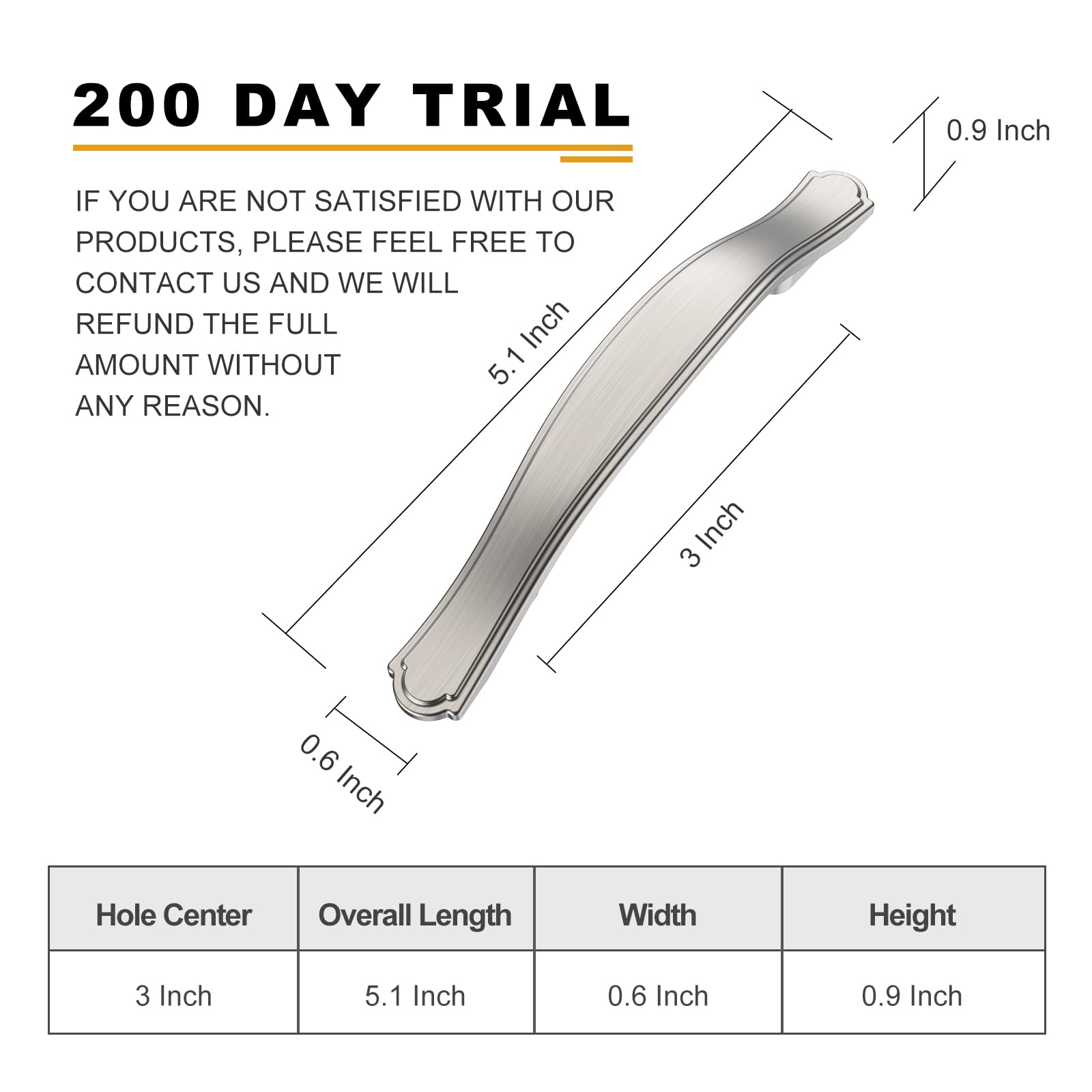 AOOTOCH 30 Pack Brushed Satin Nickel Kitchen Cabinet Handles - 3 Inch Hole Center Drawer Pulls for Cabinets, Dressers & Cupboards - Durable Cabinet Hardware for Modern Home & Office (AT2792BSN)