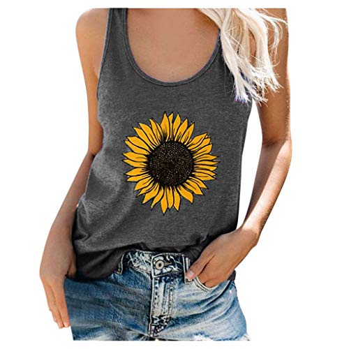 Vedolay Women's Fashion Graphic Printed Sleeveless Crop Tank Top - Soft Loose Comfortable Blouse for Summer, Casual Wear, Gym, Beach & Outdoor Activities
