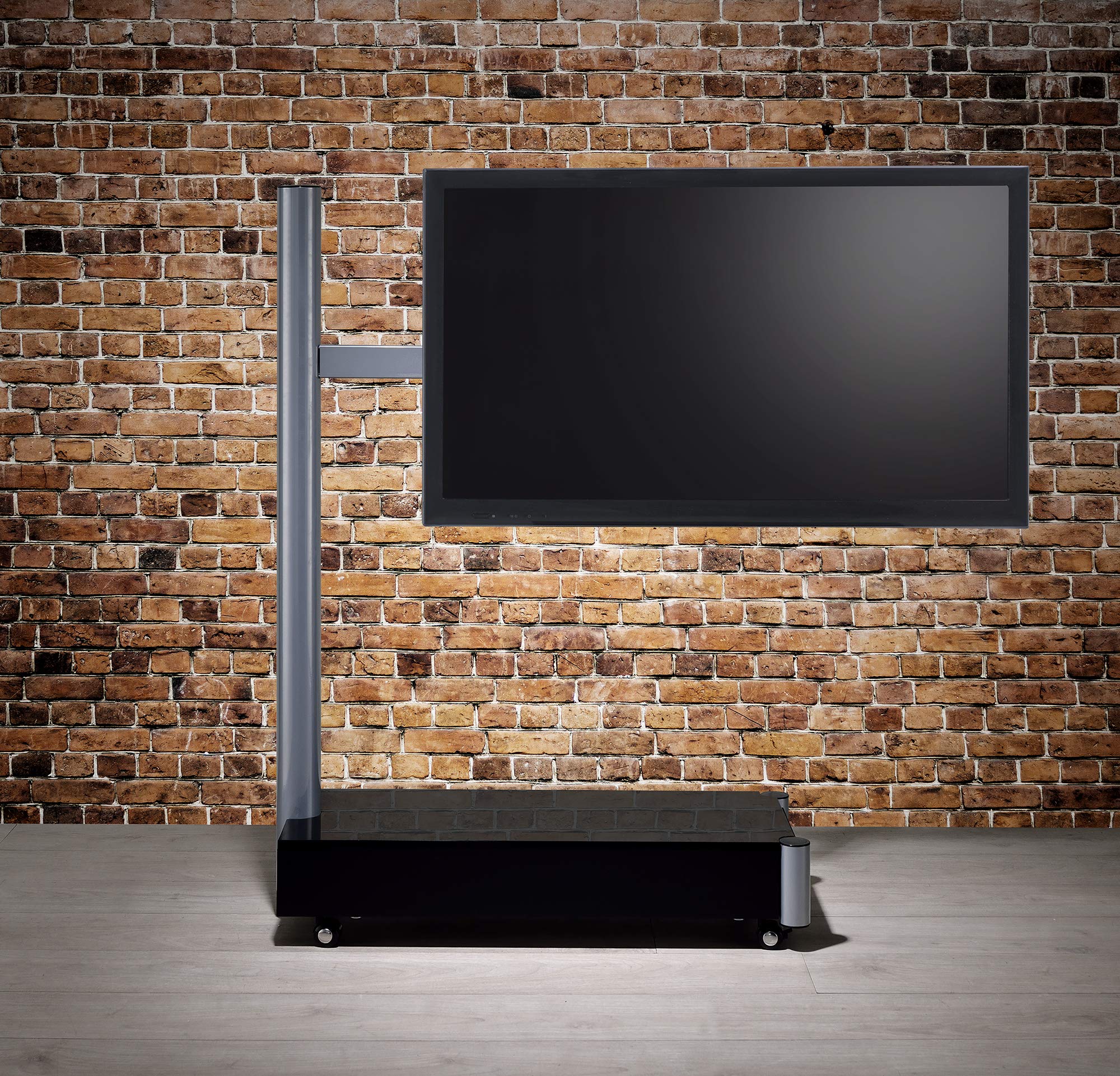 Proman Products Symphony TV Stand - Modern Silver & Black Entertainment Center for Flat Screen TVs - Perfect for Living Room, Bedroom, or Home Theater Setup