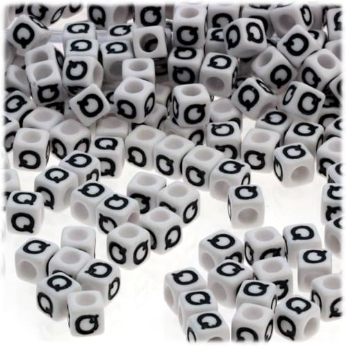 White with Black Text Letter Q
