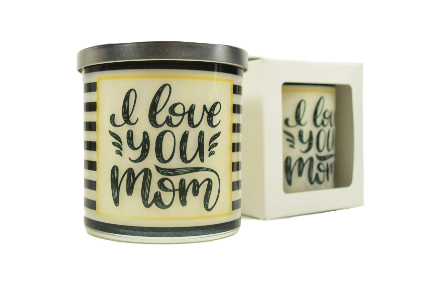 Handmade 12oz Natural Soy Candle in Glass Jar - I Love You Mom Scented Candle, Perfect Christmas Gift for Mother, Birthday Present, Home Decor & Relaxation Aromatherapy