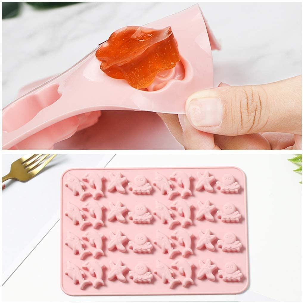 Skytail 32-Cavity Marine Life Silicone Mold Set - Starfish, Dolphin, Octopus & Shark Shapes for Chocolate, Candy, Cake Decor, Jelly, Ice Cubes | Perfect for Aquatic Theme Parties, Baking & DIY Desserts