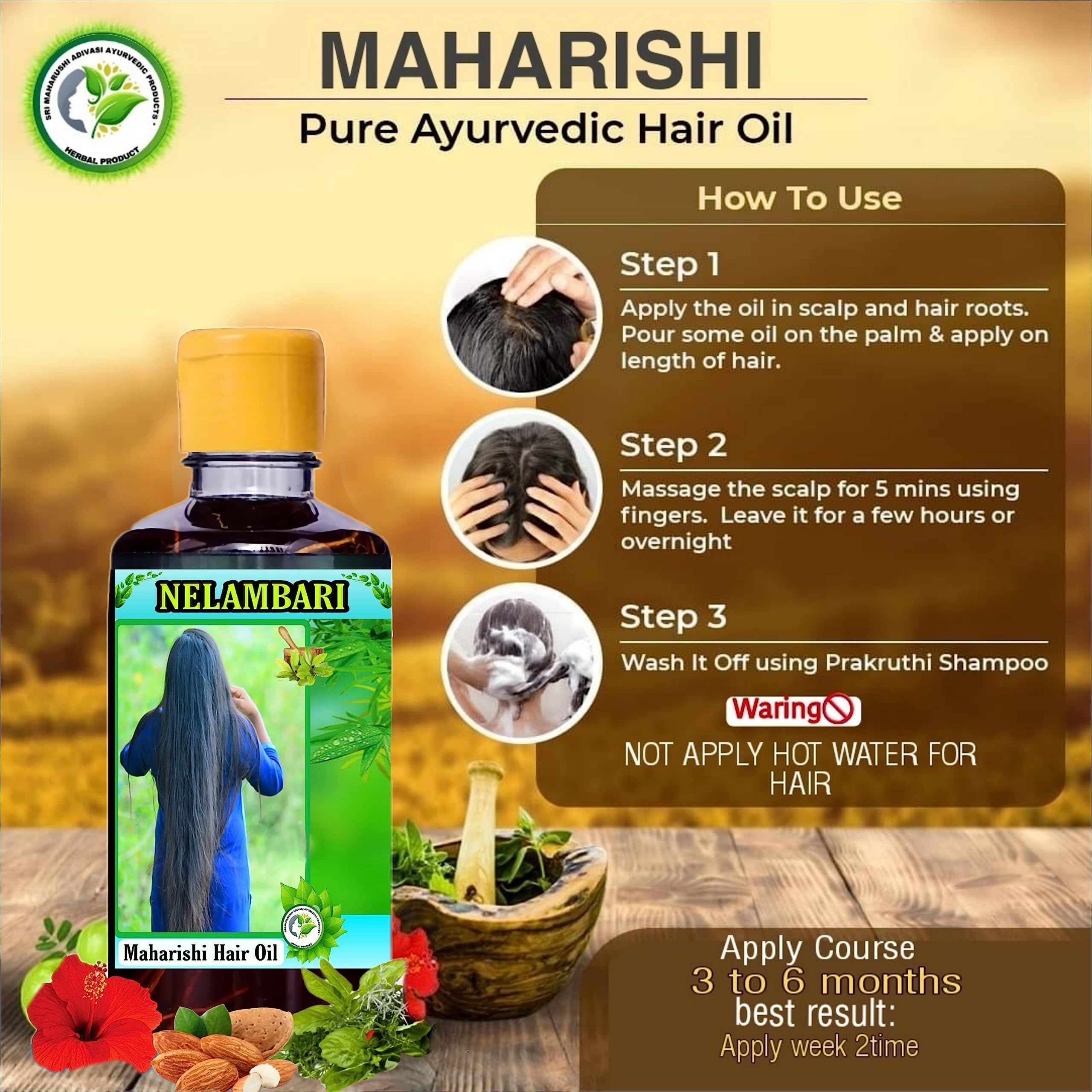 **Neelambari Adivasi Ayurvedic Hair Oil for Hair Growth & Fall Control - 100ml | Herbal Treatment for Men & Women | Promotes Thicker, Stronger Hair | Perfect for Daily Scalp Massage & Hair Care Routine**