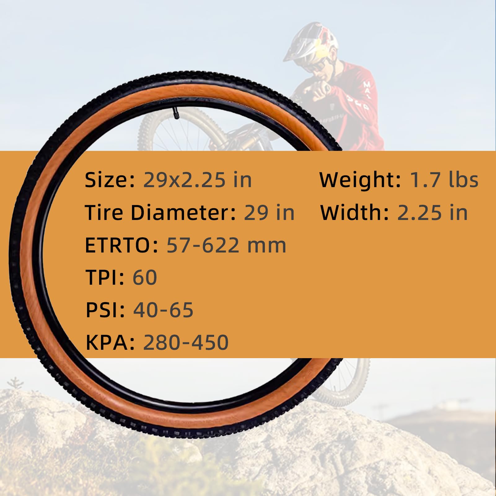 Premium 2-Pack Bike Tires Set - 26x2.10, 27.5x1.95/2.1, 29x2.1/2.25 Inch 60 TPI Mountain Bike Tires with Inner Tubes & Tire Levers - Durable Replacement for Off-Road & Trail Cycling Adventures