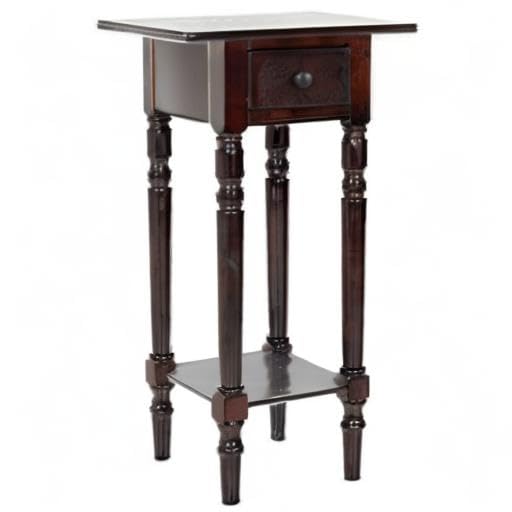 Dark Cherry Wood End Table Set of 2 - Modern Side Table for Living Room, Bedroom & Office - Home Square Solid Wood Nightstand with Storage Shelf