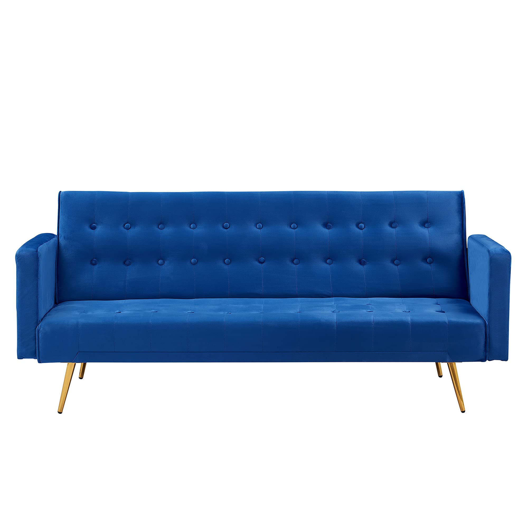 Velvet Tufted 3-in-1 Convertible Futon Sofa Bed - Foldable Sleeper Couch for Living Room, Guest Room & Small Spaces (Blue) | Perfect for Apartments, Dorms & Home Offices