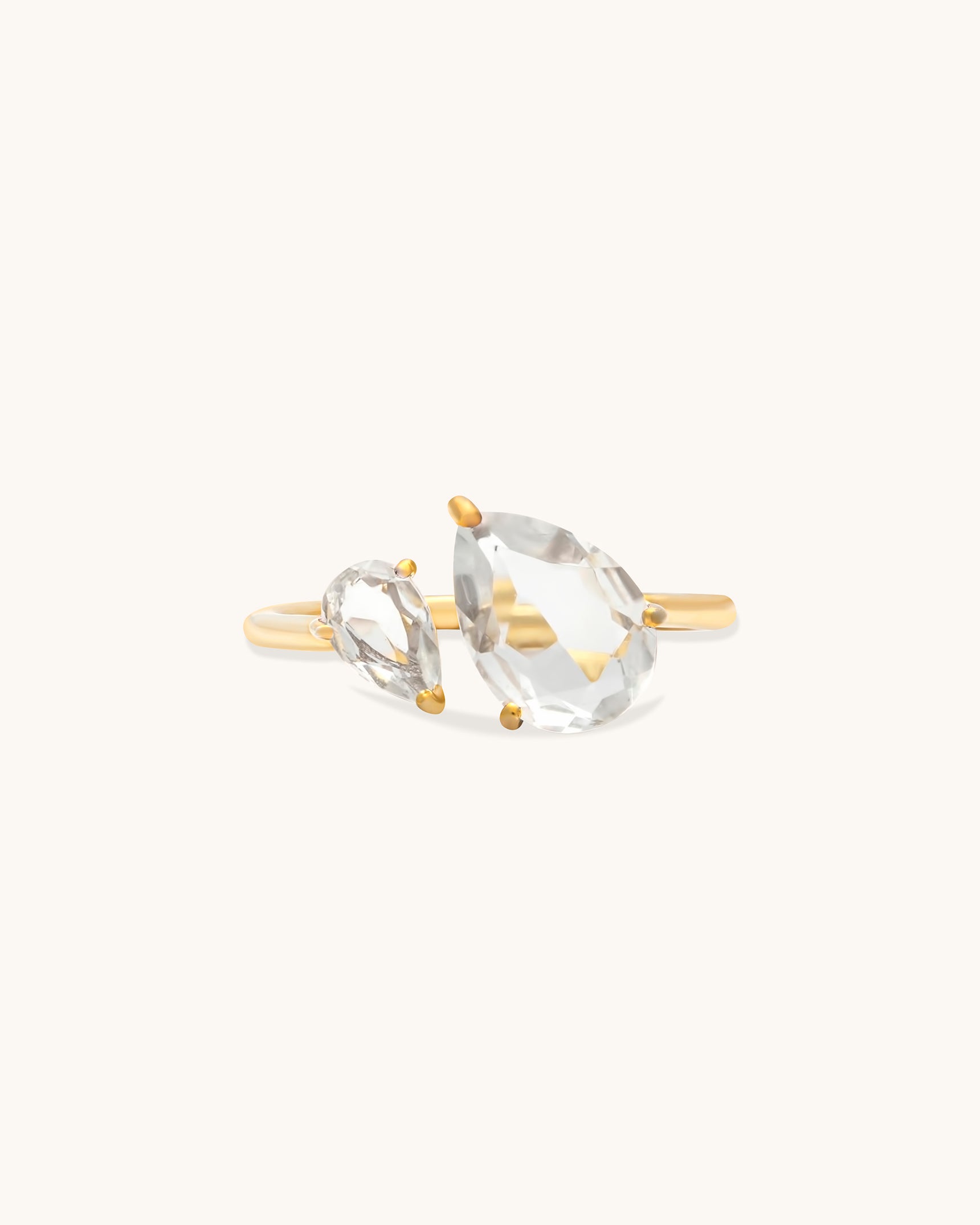 Toi Et Moi Bold Ring for Women - 18K Gold Plated Couple Promise Ring - Elegant Stackable Jewelry Gift for Anniversary, Valentine's Day & Special Occasions