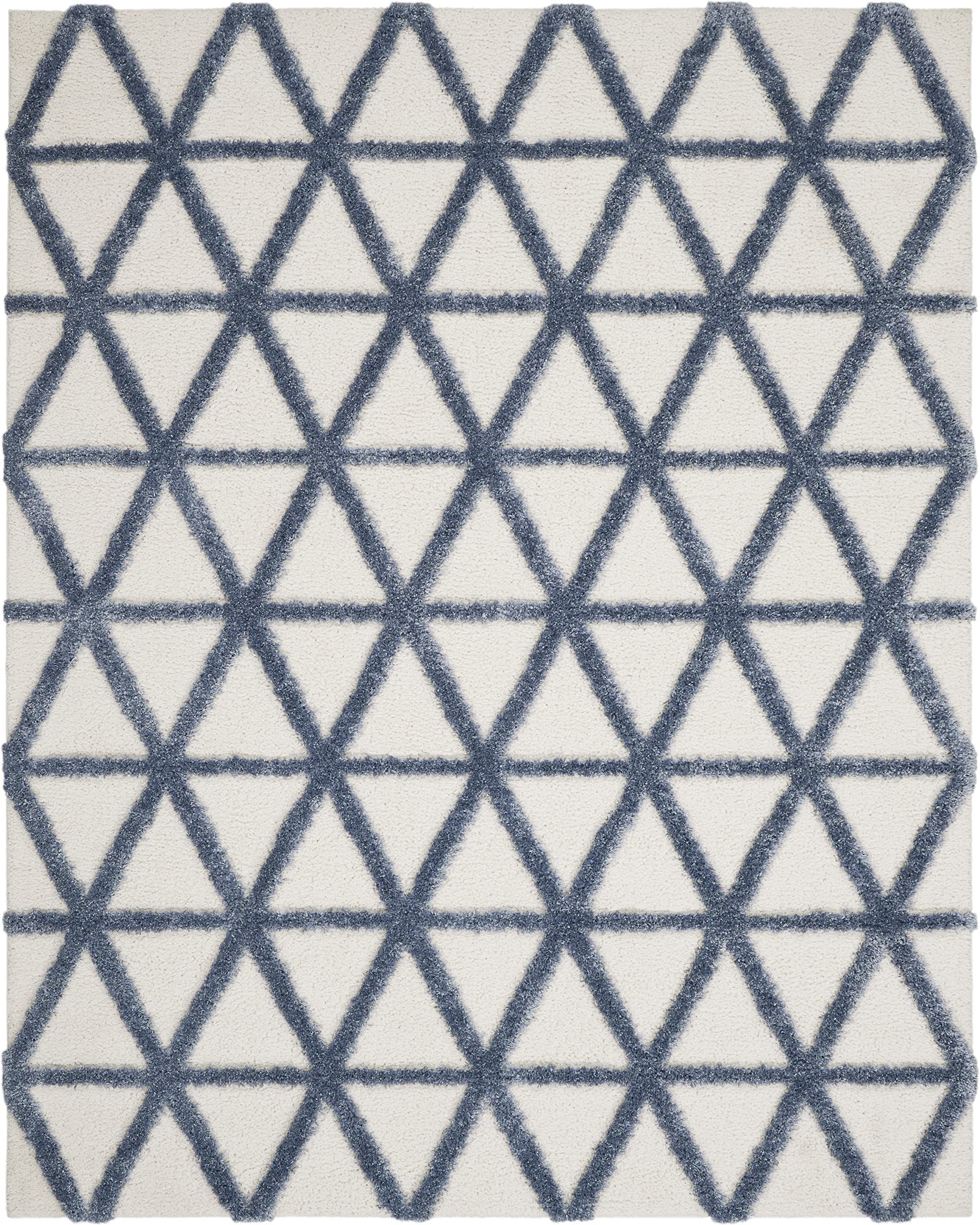 Nourison Melfi Modern Ivory Blue 8x10 Area Rug - Easy Clean, Non-Shedding, Stain Resistant for Living Room, Bedroom, Dining Room & Kitchen | Soft & Durable Home Decor for High Traffic Areas