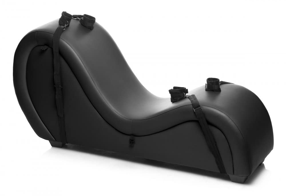 Master Series Kinky Couch Sex Chaise Lounge - Black Leather Bondage Furniture for Adult Play, BDSM Dungeon & Sensual Bedroom Decor