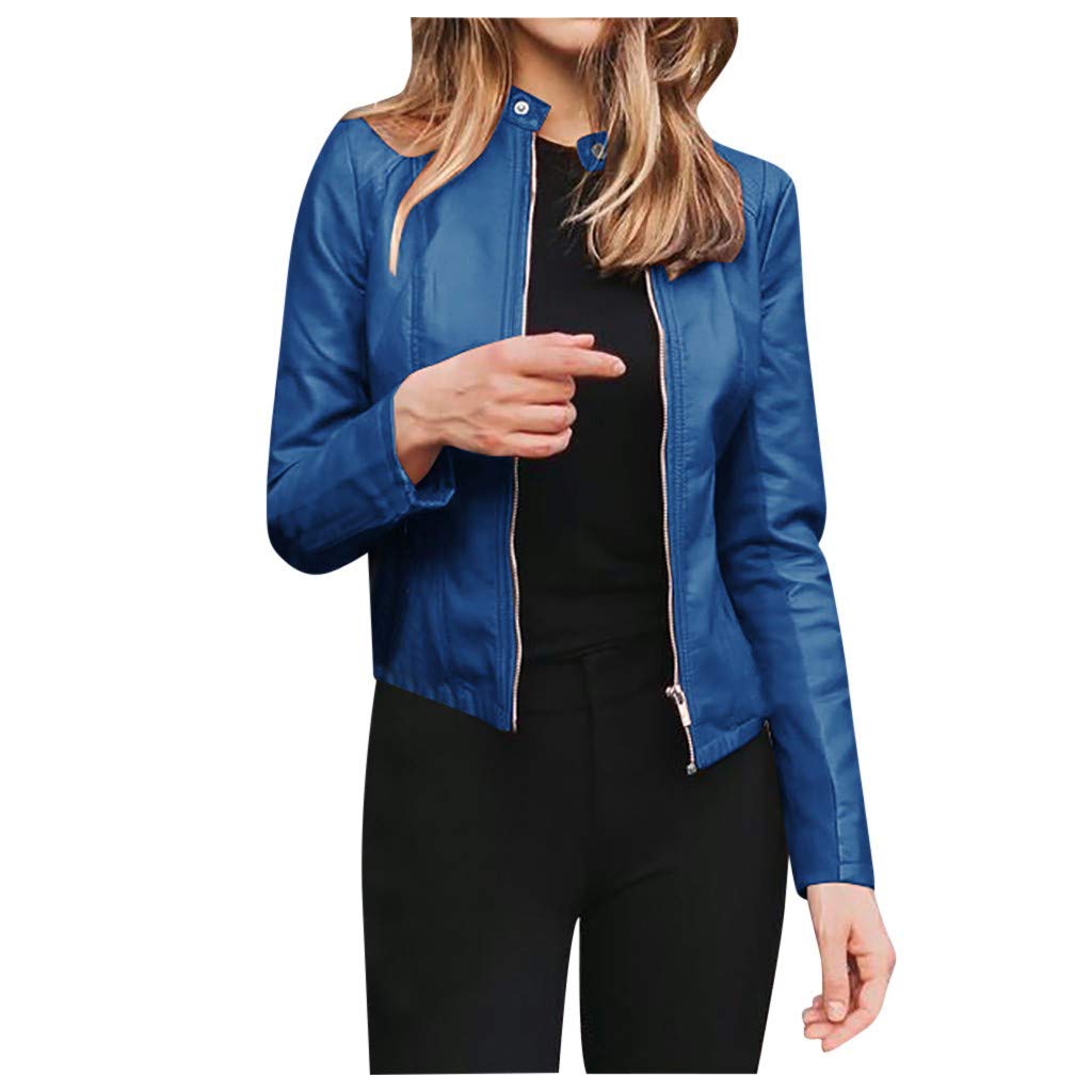 ZSBAYU Women's Faux Leather Cropped Motorcycle Jacket - Punk Style Lapel Coat with Zipper & Long Sleeves | Perfect for Biker Outfits, Night Out & Streetwear Fashion