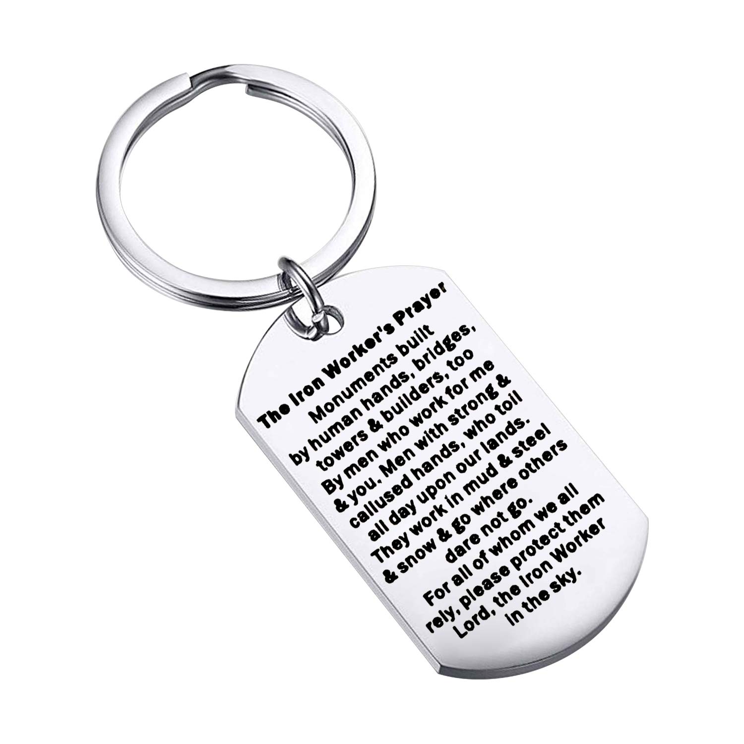 Bobauna Iron Worker's Prayer Keychain - Durable Construction Worker Gift for Men, Inspirational Safety Blessing - Perfect for Job Sites, Toolboxes & Hard Hat Decor