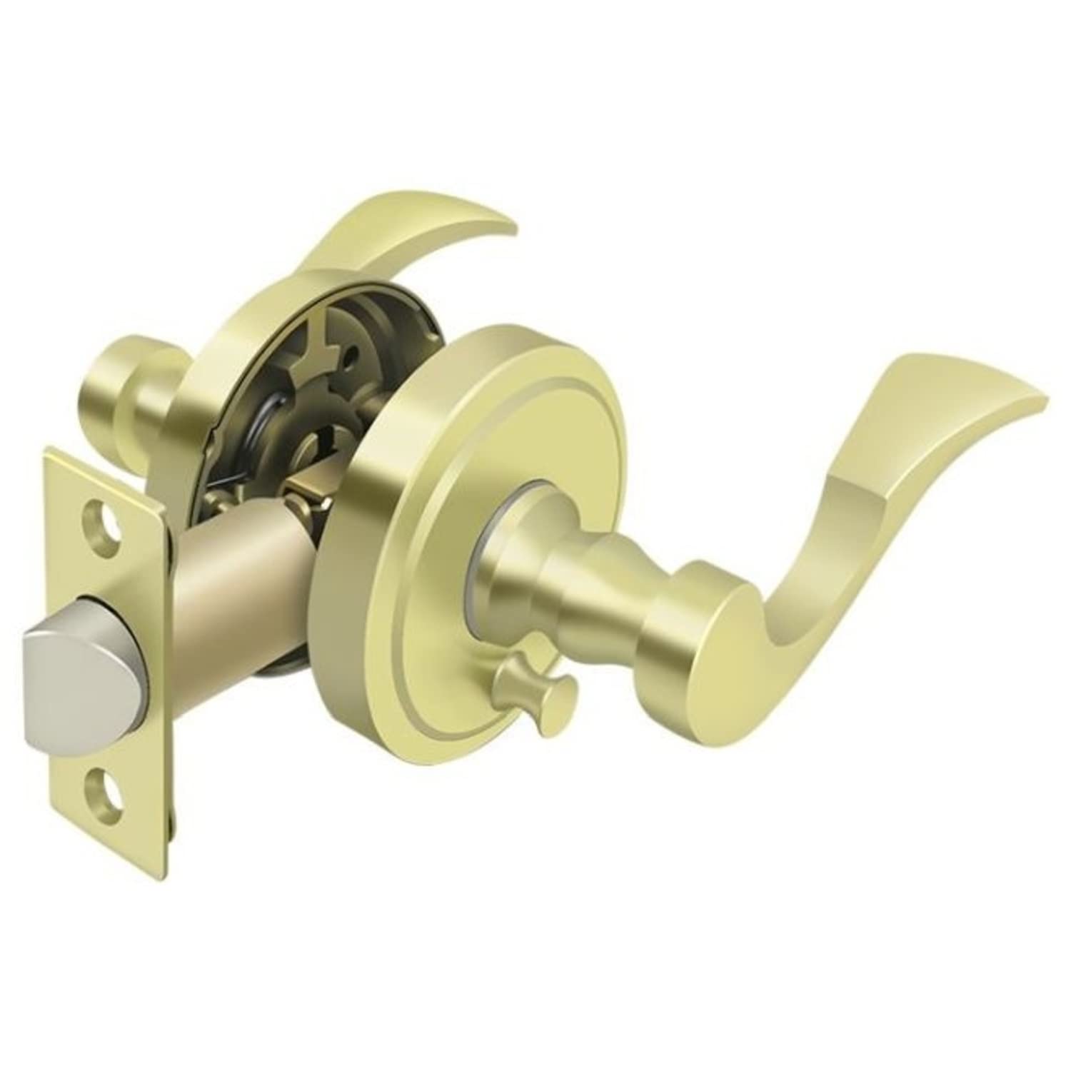 Deltana Lacovia Left Hand Privacy Lever - Bright Brass Finish for Interior Doors | Perfect for Bedrooms, Bathrooms & Home Privacy