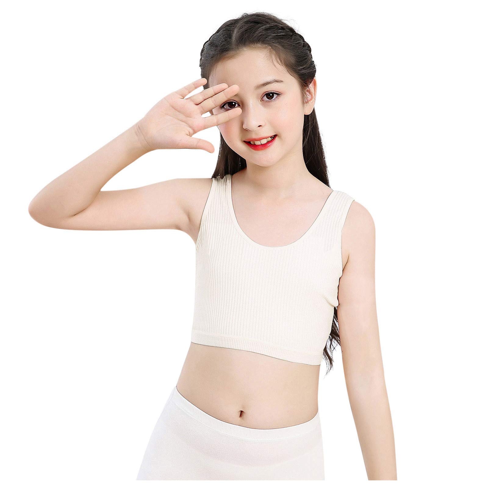 Girls' Cotton Built-up Stretch Sports Bra - Breathable Training Bras for Active Kids - Perfect for Yoga, Dance, Gym & Everyday Wear