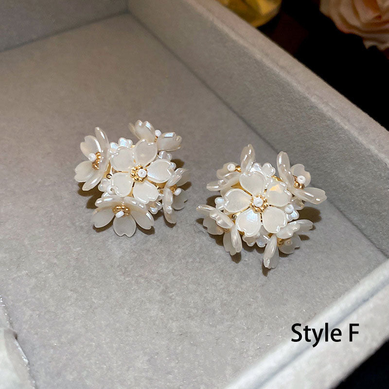 Crystal Pearl Dangle Drop Earrings with Shell Flower Ball Hoop - Elegant Boho Jewelry for Women, Perfect for Weddings, Parties & Date Nights