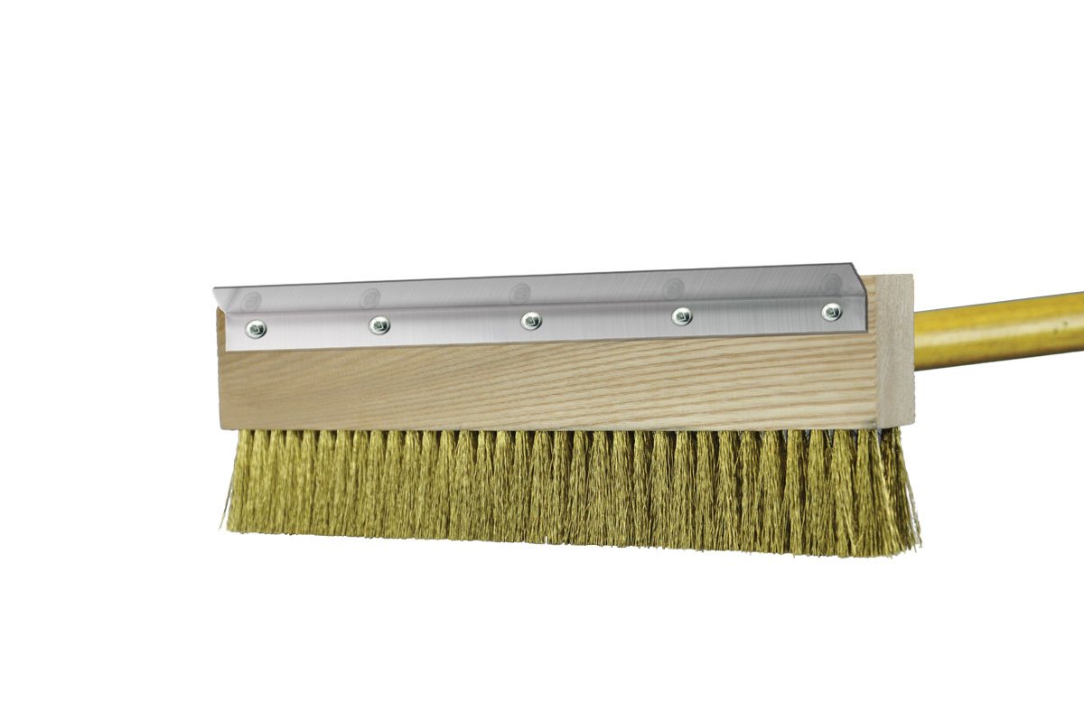 11-Inch Heavy-Duty Brass Pizza Oven Brush with 40-Inch Handle | Commercial & Home Kitchen Tool | Made in Canada | Perfect for Wood-Fired Ovens, Outdoor Cooking & Restaurant Use