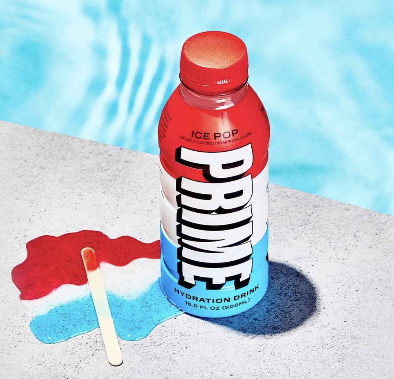 Prime Hydration Sports Drink - Ice Pop Flavor | Naturally Flavored with 10% Coconut Water | 250mg BCAAs, B Vitamins & Antioxidants | 834mg Electrolytes | Low Calorie (20cal/16.9oz) | 15 Pack | Perfect for Workouts, Sports & Active Lifestyles