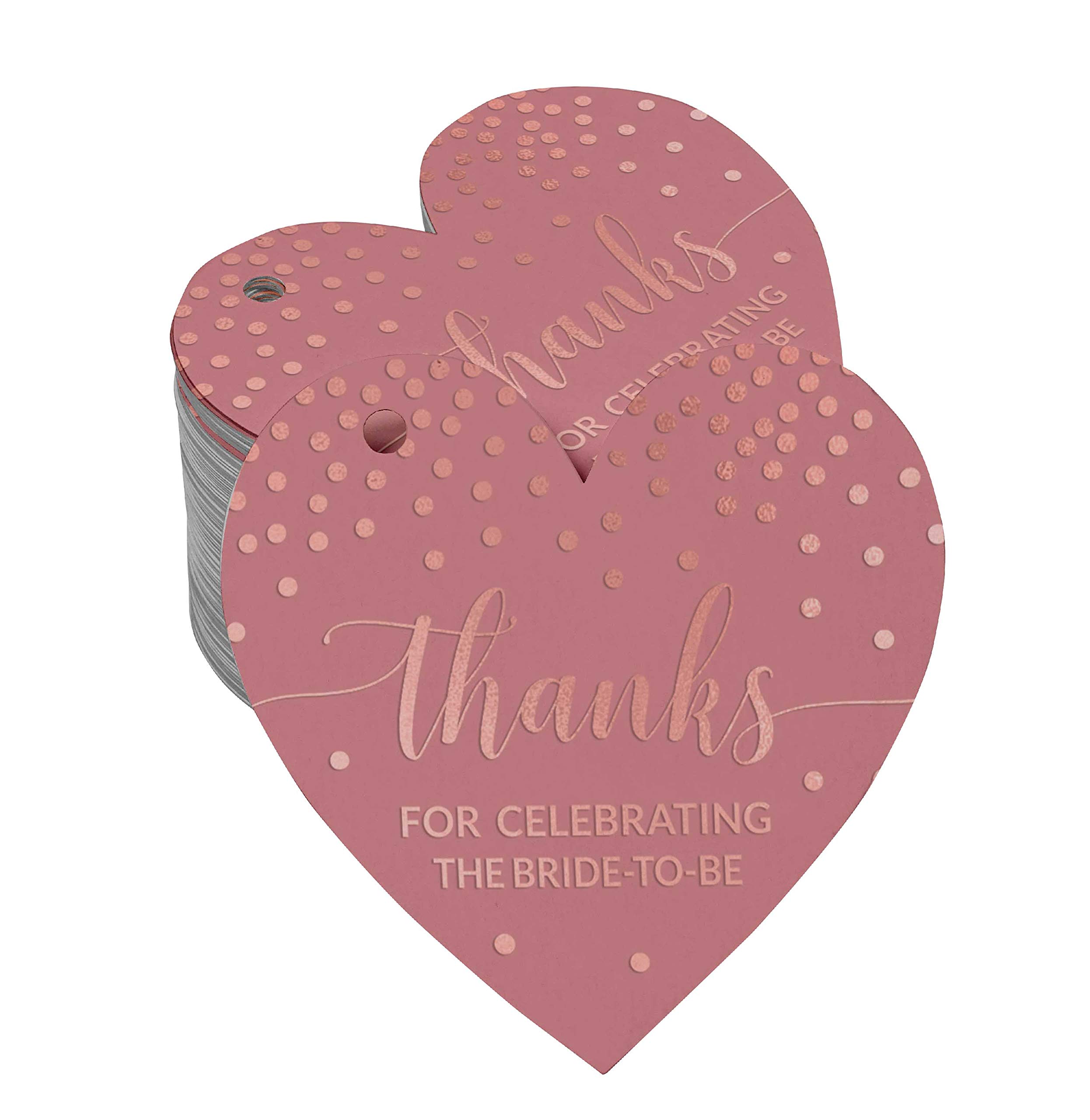 Rose Gold Foil Bridal Shower Favor Tags - 50pcs Thank You Gift Tags for Wedding, Baby Shower & Party Decorations - Perfect for Bridesmaid Gifts, Wedding Favors and Special Events