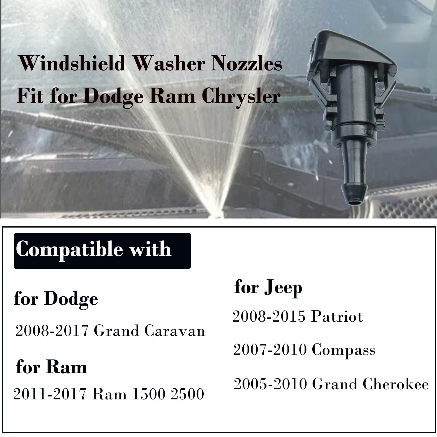 Windshield Washer Nozzles Hose Kit - 2M Windshield Fluid Hose with Washer Nozzles & Connectors - Replacement for Ram Trucks - Perfect for Car Maintenance & Winter Driving