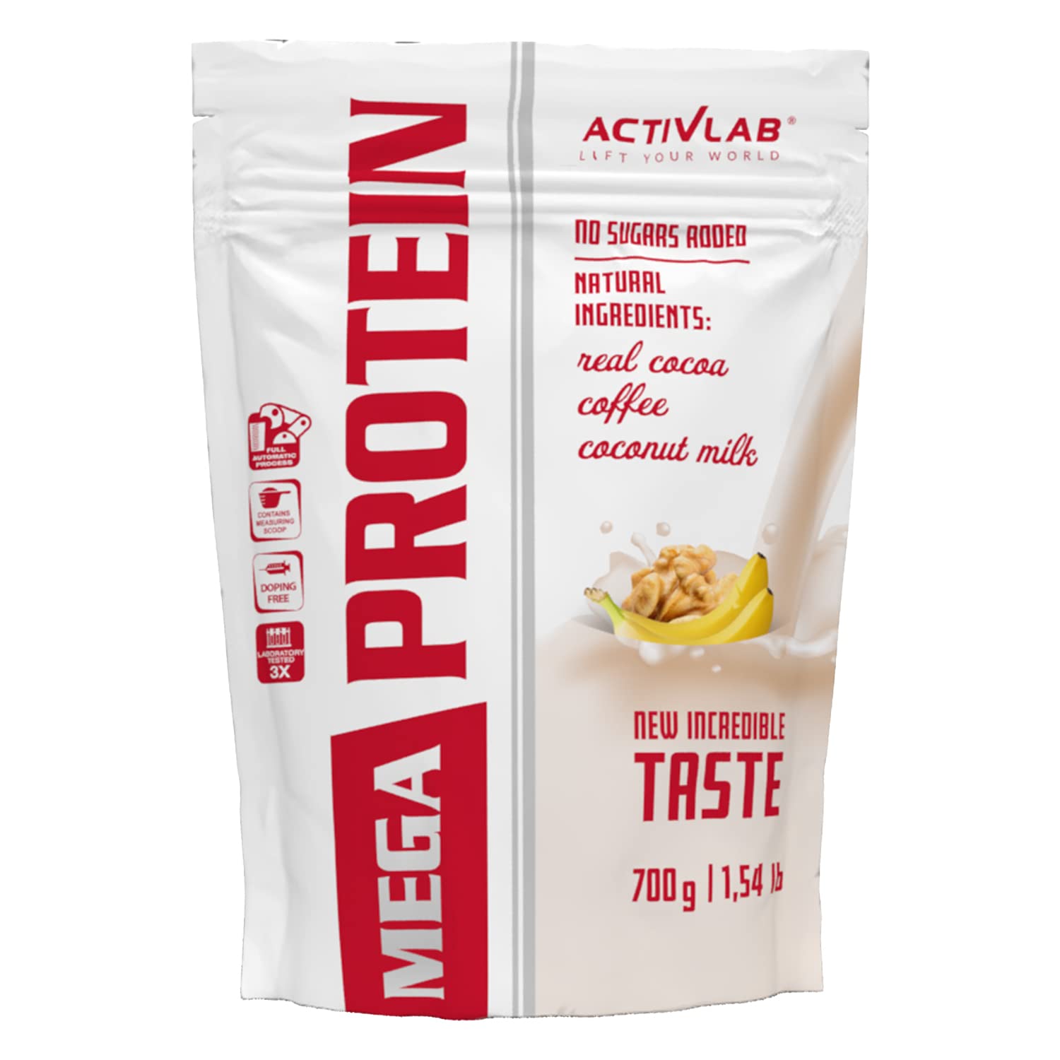 Activlab Mega Protein 700g Chocolate Nut Whey Protein Powder - Muscle Building Supplement with Creatine, Taurine & L-Glutamine - Includes Natural BCAAs - 21 Servings for Post-Workout Recovery & Fitness Nutrition