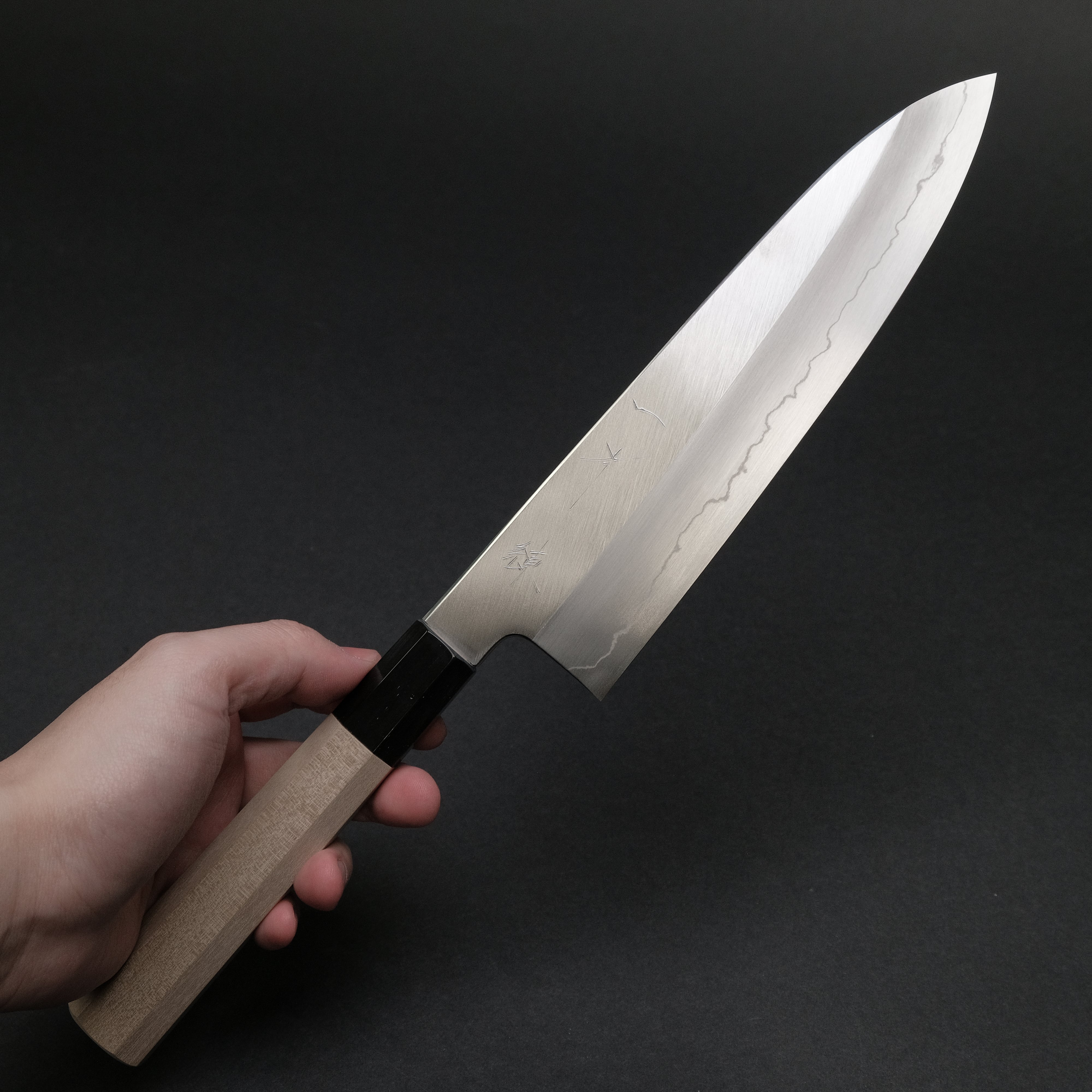 Hitohira Kikuchiyo Ren Silver #3 Gyuto 210mm Japanese Chef Knife with Ho Wood Handle - Professional Kitchen Tool for Slicing, Dicing & Meat Cutting